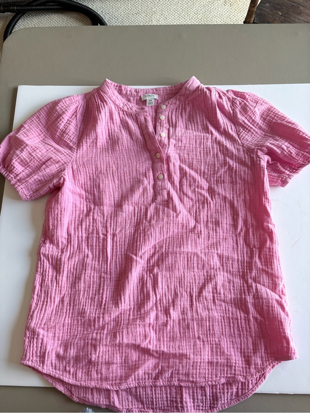 J. Crew Pink Short-Sleeve Button Henley Top F64